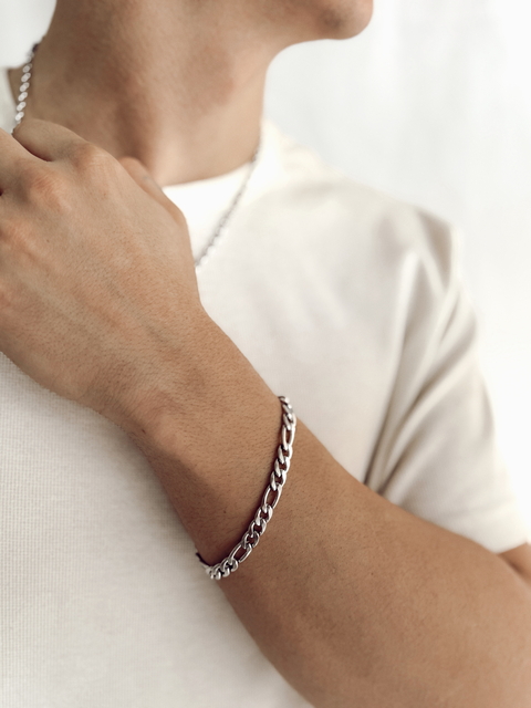 PULSERA HOMBRE FÍGARO 3x1” -acero quirúrgico- 20 cm- P.004/3 - comprar online
