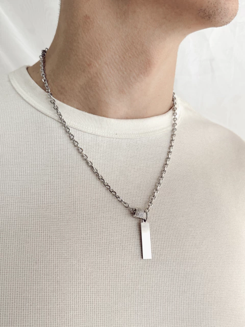 “CONJUNTO SOUL”- cadena forcet gruesa + chapa- (acero quirúrgico)- 55 cm - incluye grabado - C.002/3 - comprar online