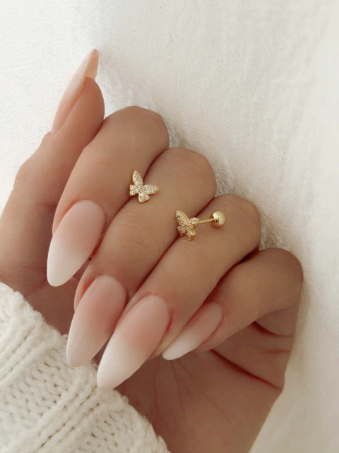 “ARO TRAGUS MARIPOSA MICROPIEDRA”- por unidad - PLATA 925 GOLD- A.087