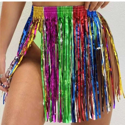 Kit C/12 Saia de Franjas Metálicas Carnaval 2026