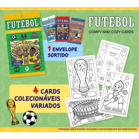 Kit C/12 Envelopes de Cartas para colorir futebol 4 unidadesCartas para colorir futebol (4 unidades por embalagem)