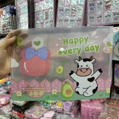 Kit C/12 Pasta Transparente Papelaria Fofa Atacado