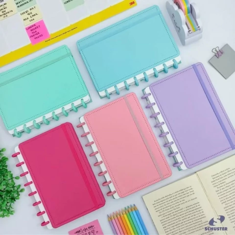 Kit C/6 Cadernos Argolados capa Lisa tamanho A4