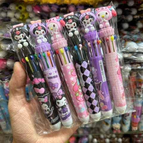 Kit C/12 Canetas Várias Cores Turma da Hello Kity Atacado Papelaria