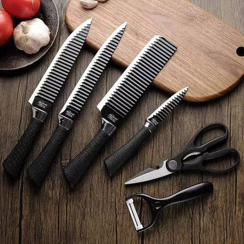 Lote C/6 Kit de Facas Inox Churrasco Antiderrapante Atacado