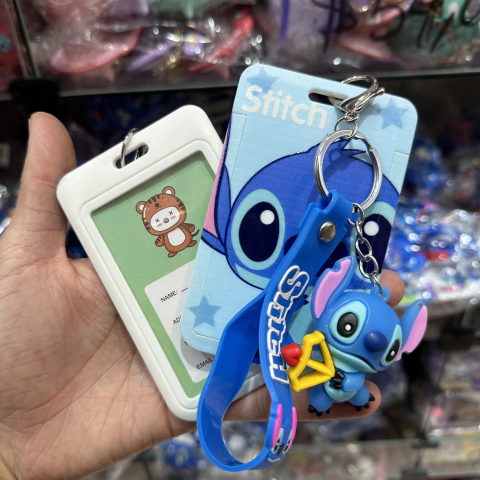 Kit C/12 Porta Cartão Chaveiro Stitch Atacado