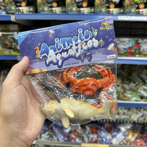 Kit C/12 Cartela Animais Aquáticos Brinquedos Atacado