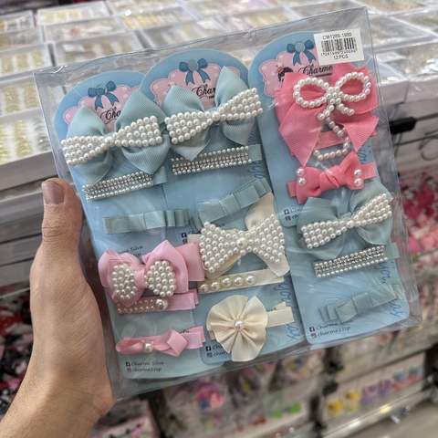 Kit C/12 Conj Lacinho Presilhas Infantil Luxo Atacado (36 Peças)