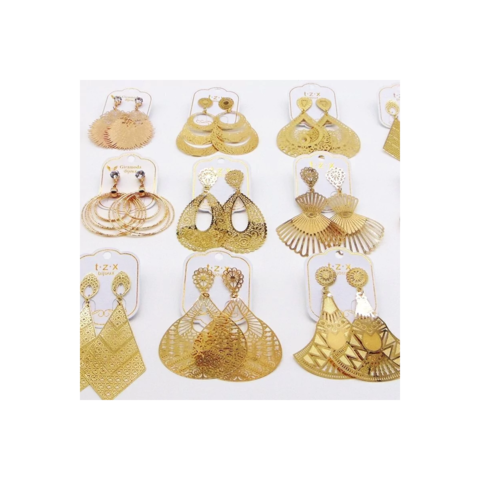 Lote C/10 Maxi Brincos Dourado Brincos Atacados