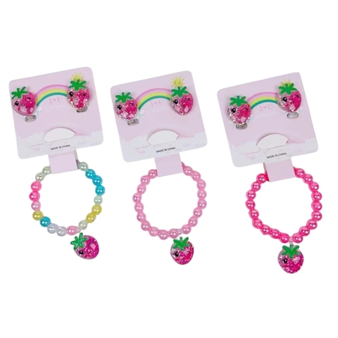 Kit C/12 Conjuntos de Pulseira e Brinco infantil com Pingente - comprar online