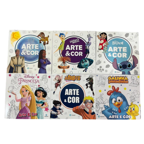 Kit C/6 Livro Arte e Cor Personagem Atacado