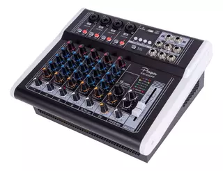 Consola Mixer Potenciada Parquer 6 Canales 125 X Lado