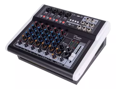 Consola Mixer Potenciada Parquer 6 Canales 125 X Lado