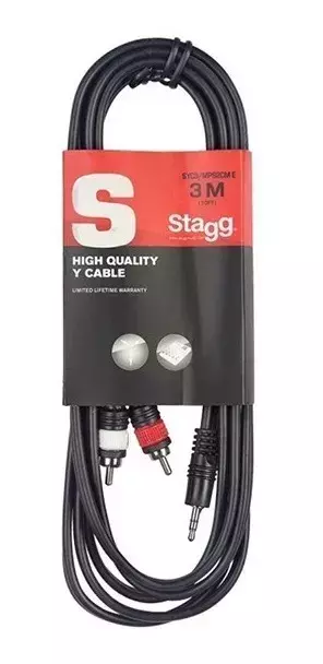 Cable Mini Plug A 2 Rca De 3 Metros Stagg Syc3mpsb2cm - comprar online