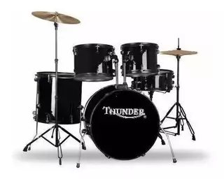 Bateria 5 Cuerpos Bombo 22 Fierros + Platillos Blanco Thunder JBP0901-BK
