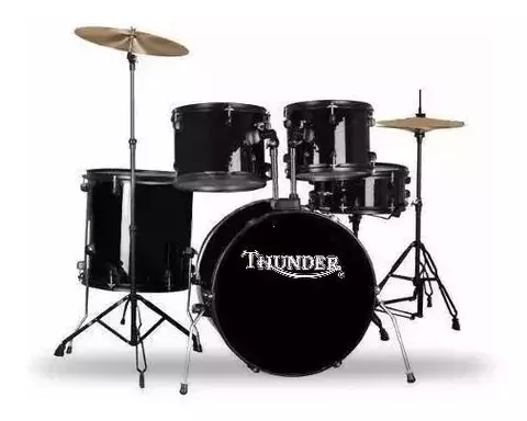 Bateria 5 Cuerpos Bombo 22 Fierros + Platillos Blanco Thunder JBP0901-BK