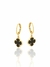 BRINCOS TREVO PRETO ARGOLA VIRGINIA BANHADOS A OURO 18K
