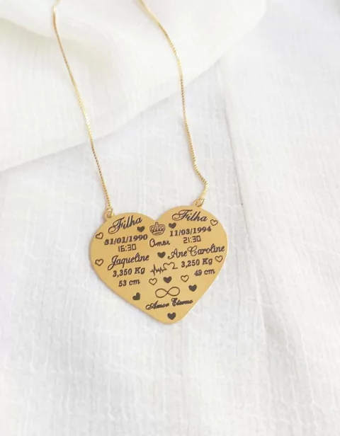 colar maternidade coracao