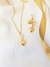 Conjunto colar coração e brincos com corrente bolinha banhada em ouro 18k - comprar online