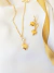 Conjunto colar coração e brincos com corrente bolinha banhada em ouro 18k - comprar online
