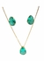 Conjunto gota turmalina banhada em ouro 18k