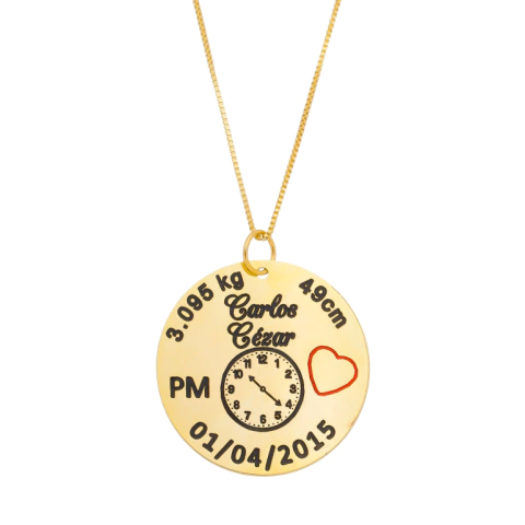 Colar Mandala maternidade redonda banhada a ouro 18k (enviar dados por por email) Prazo de entrega 45 dias