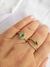 Anel mini gota com zirconias esmeralda banhado a ouro 18K - comprar online