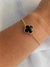 PULSEIRA COM 1 TREVO PRETO FINA VIRGINIA BANHADA A OURO 18K