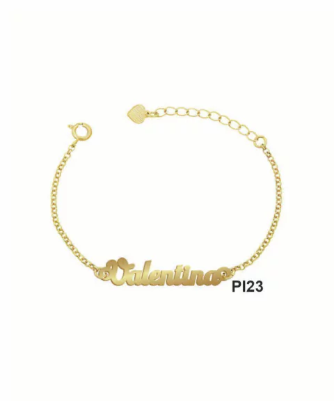 Pulseira com nome feminina personalizada banhado a ouro 18k pz 45 dias