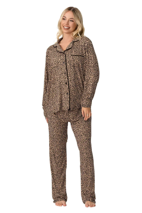 PIJAMA CAMISERO MANGA LARGA + PANTALÓN (7470)