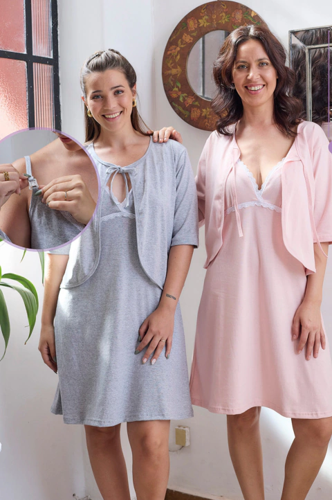 SET MATERNAL CAMISON SIN MANGAS + SACO DE JERSEY DE ALGODON (8301)