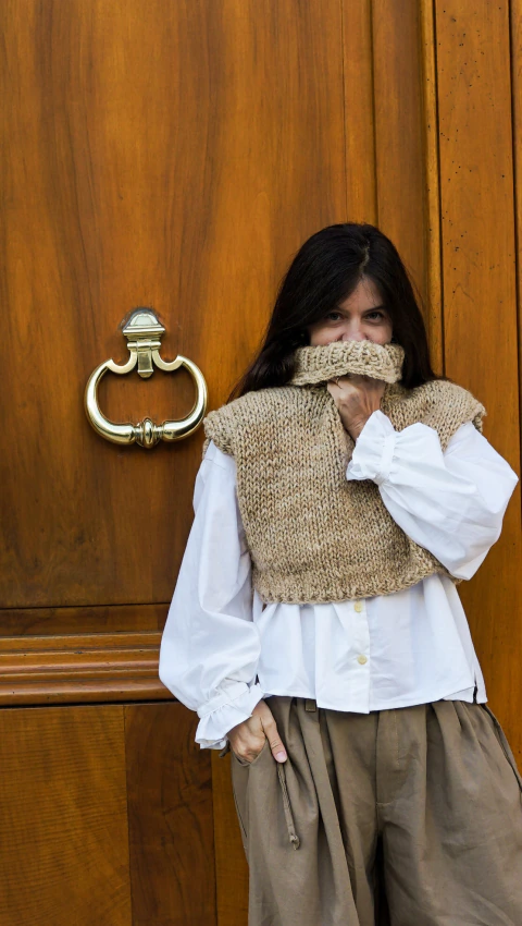 Chaleco Inés tejido marrón - 100% lana de oveja