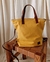 Cartera & Mochila Zoé Mostaza- Lona y Cuero - tienda online
