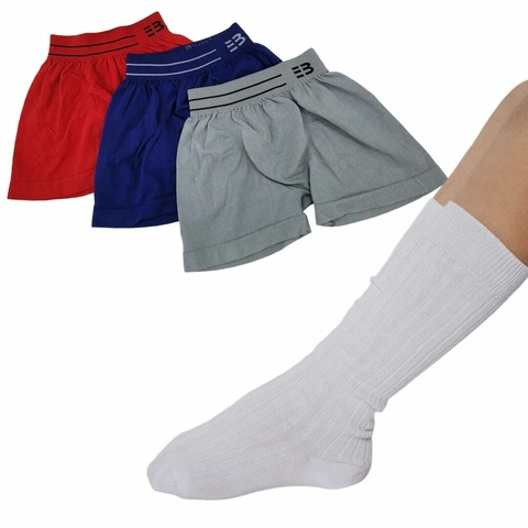 Pack X6 Boxer Niño Algodón + 6 Medias Escolares Colegio