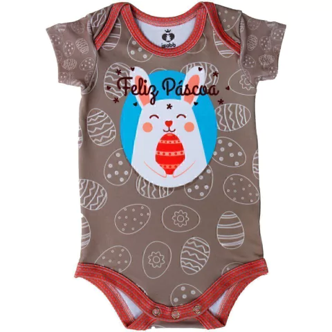 Body Bebê Estampado Coelho Com Ovinhos - Isabb