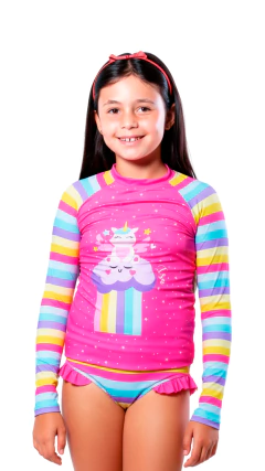 Conjunto Camiseta e Calcinha com Proteção Solar UV Menina Unicórnio - PERSONALIZÁVEL COM O NOME DA CRIANÇA - TOUCA DE BRINDE - comprar online