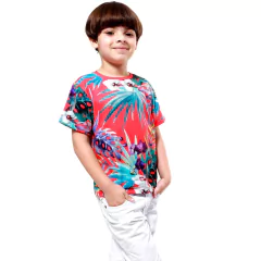Camiseta Menino Floral Fundo Vermelho - Isabb - comprar online