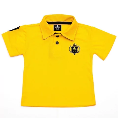 Polo Infantil Bordada Modelo Escudo Manga Curta Piquet Amarela Com Detalhes Em Preto | Otto
