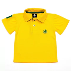 Polo Infantil Bordada Manga Curta Piquet Amarela Com Detalhes Em Verde-Bandeira | Otto
