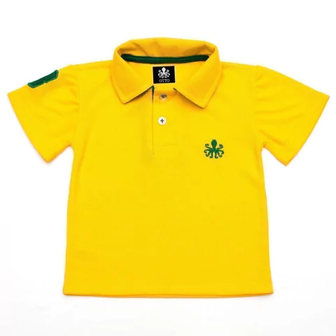 Polo Infantil Bordada Manga Curta Piquet Amarela Com Detalhes Em Verde-Bandeira | Otto