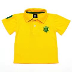 Polo Infantil Bordada Modelo Escudo Manga Curta Piquet Amarela Com Detalhes Em Verde-Bandeira | Otto