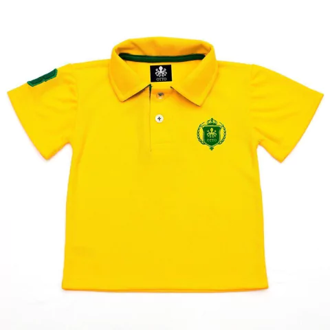 Polo Infantil Bordada Modelo Escudo Manga Curta Piquet Amarela Com Detalhes Em Verde-Bandeira | Otto