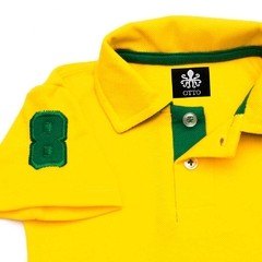 Polo Infantil Bordada Modelo Escudo Manga Curta Piquet Amarela Com Detalhes Em Verde-Bandeira | Otto - comprar online
