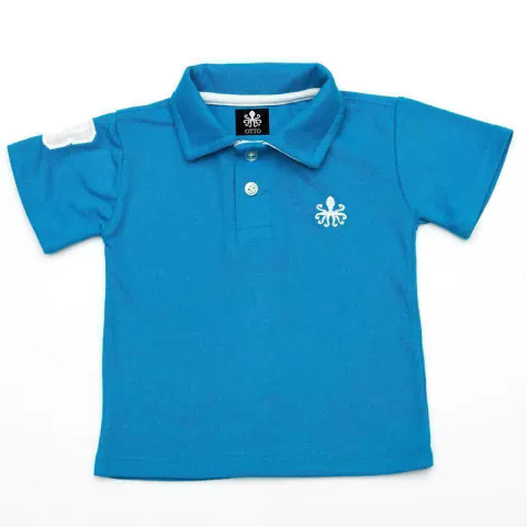 Polo Infantil Bordada Manga Curta Piquet Azul Com Detalhes Em Branco | Otto