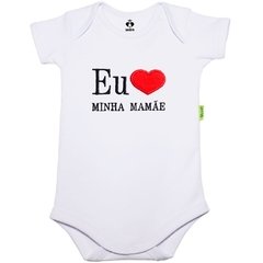 Body Bordado Manga Curta Branco Algodão Eu Amo Minha Mamãe | Isabb