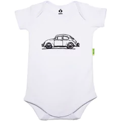 Body Bordado Manga Curta Branco Algodão Fusca | Isabb