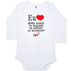 Body Bordado Manga Longa Branco Algodão Frase Amor Infinito | Isabb