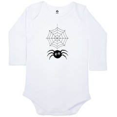 Body Bordado Manga Longa Branco Algodão Aranha na Teia | Isabb