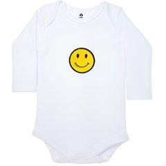 Body Bordado Manga Longa Branco Algodão Smile | Isabb