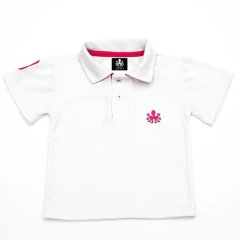 Polo Infantil Bordada Para Meninos Manga Curta Piquet Branco Com Detalhes Em Pink | Otto